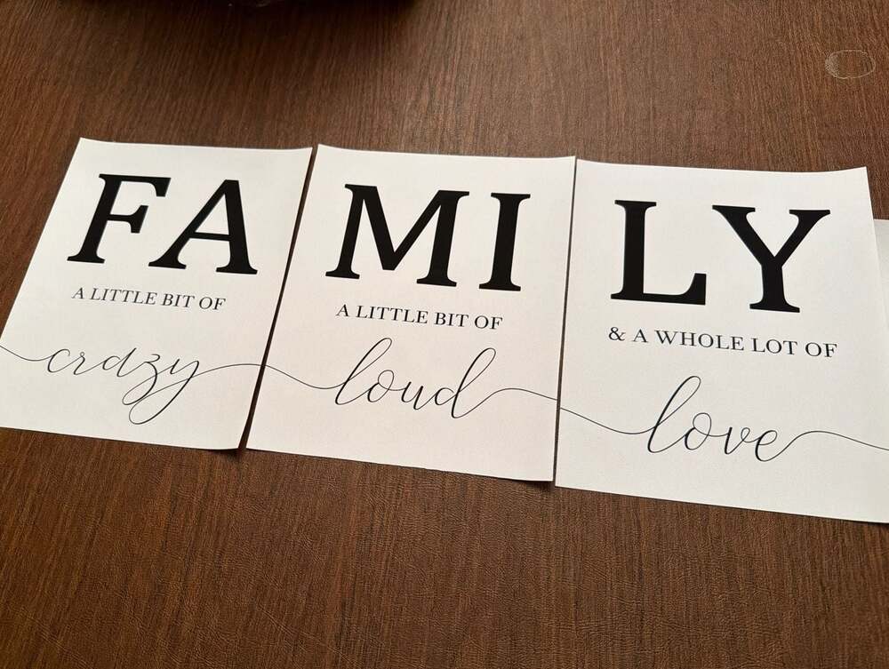4 Minimalism Family Quotes Canvas‎ Prints Crazy Loud Love yesterday NOW tomorrow - Picture 2 of 3